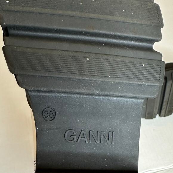 Ganni Women's White Black Leather Chelsea Calf high Platform Boots Size 38 - Picture 7 of 14